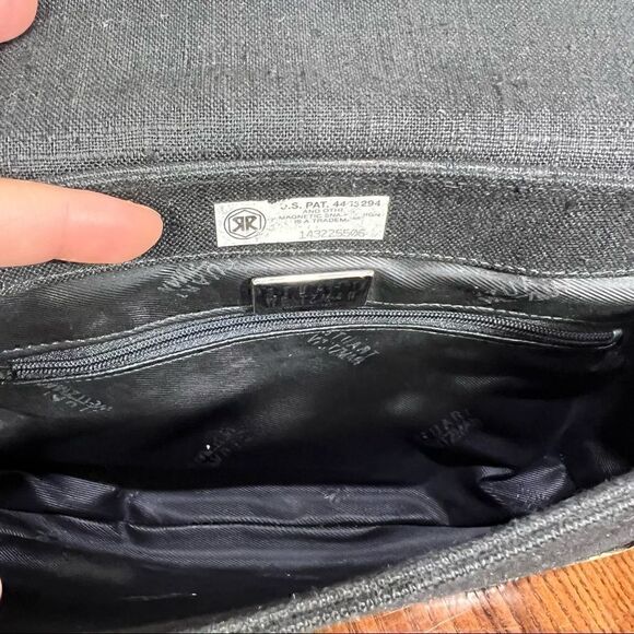 STUART WEITZMAN PYTHON SNAKESKIN & linen shoulder bag gunmetal chain strap - Picture 12 of 12